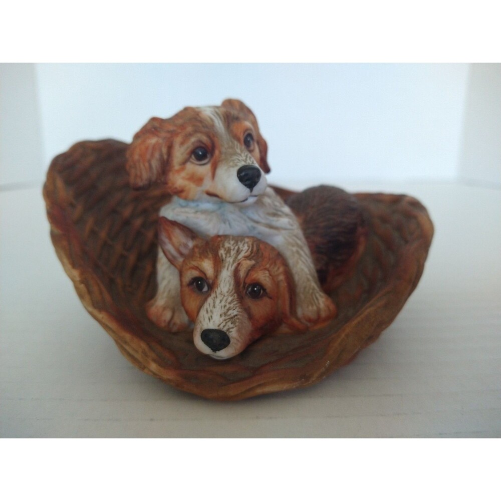 SALLY MILLER Modern Masters Double Delight Collies Figurine Puppy Dog Ceramic